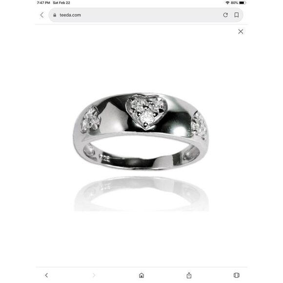 Gorgeous Triple Hearts Pave Sim Diamond Band Ring Sz 7 - Picture 6 of 6